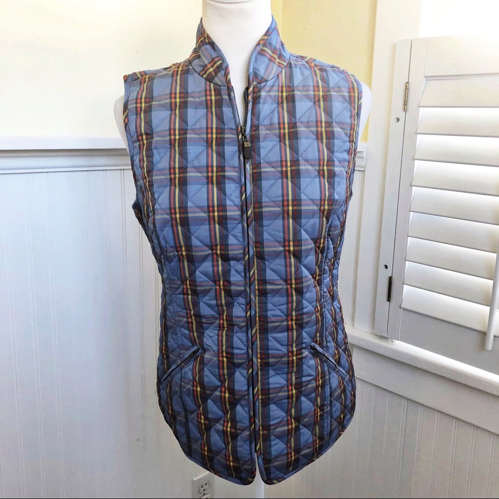 Orvis Sunderland Blue Plaid Full-Zip Vest Size Xs - image 3